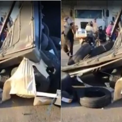 Acidente na BR-116: Menino de 2 anos morre e três familiares ficam feridos após tombamento de carreta