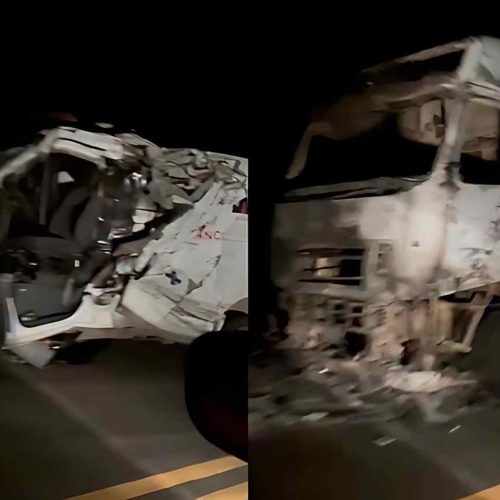 Ambulância de Guanambi bate em carreta em chamas na BA-026 deixa mãe e criança portadora de necessidades especiais feridas