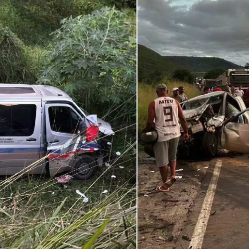 Batida entre van de pacientes e carro deixa 16 feridos na BR-242 em Itaberaba