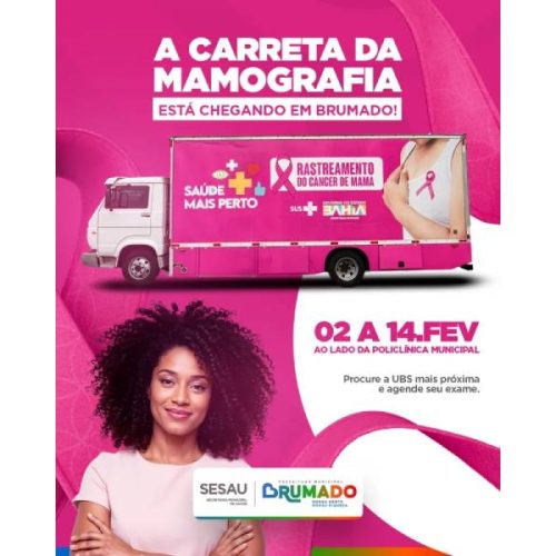 Brumado recebe Carreta da Mamografia e oferece 150 atendimentos diários a partir de 2 de fevereiro