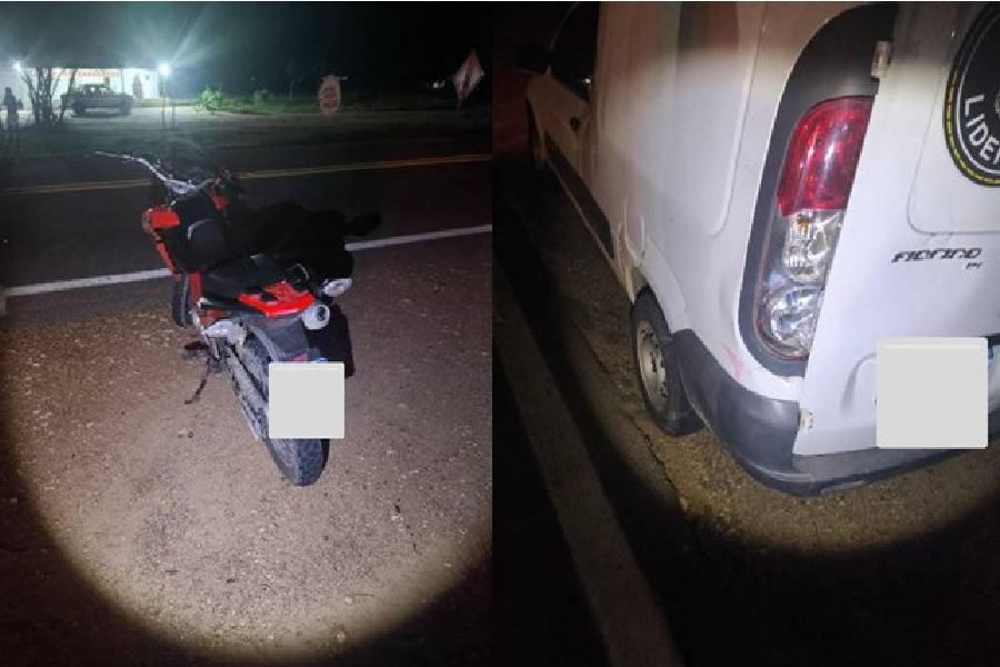 Colisão entre moto e Fiorino deixa dois jovens feridos na BR-030 em Palmas de Monte Alto