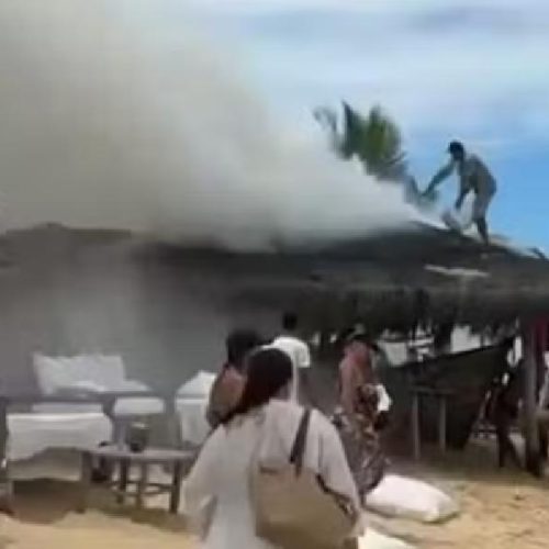 Incêndio atinge bar em resort de luxo e provoca pânico em praia de Trancoso