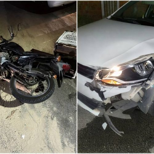 Motociclista fica ferido em violenta colisão com carro no Bairro Paraíso, em Guanambi