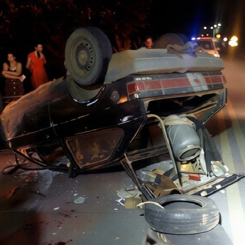 Motorista foge após batida e provoca capotamento violento em Guanambi deixando ferido