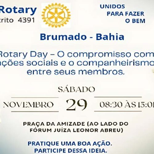 Rotary Day promete mobilizar Brumado com ações sociais, lazer e serviços gratuitos