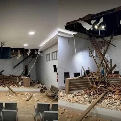 Teto da Câmara desaba de repente e presidente afirma que “Deus nos livrou de uma tragédia”