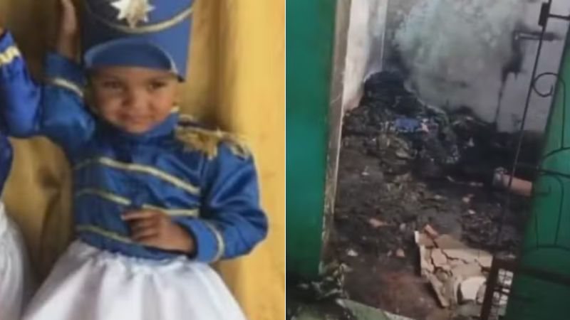 Menina de 2 anos morre carbonizada em incêndio no interior da Bahia