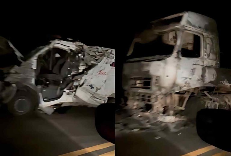 Ambulância de Guanambi bate em carreta em chamas na BA-026 deixa mãe e criança portadora de necessidades especiais feridas