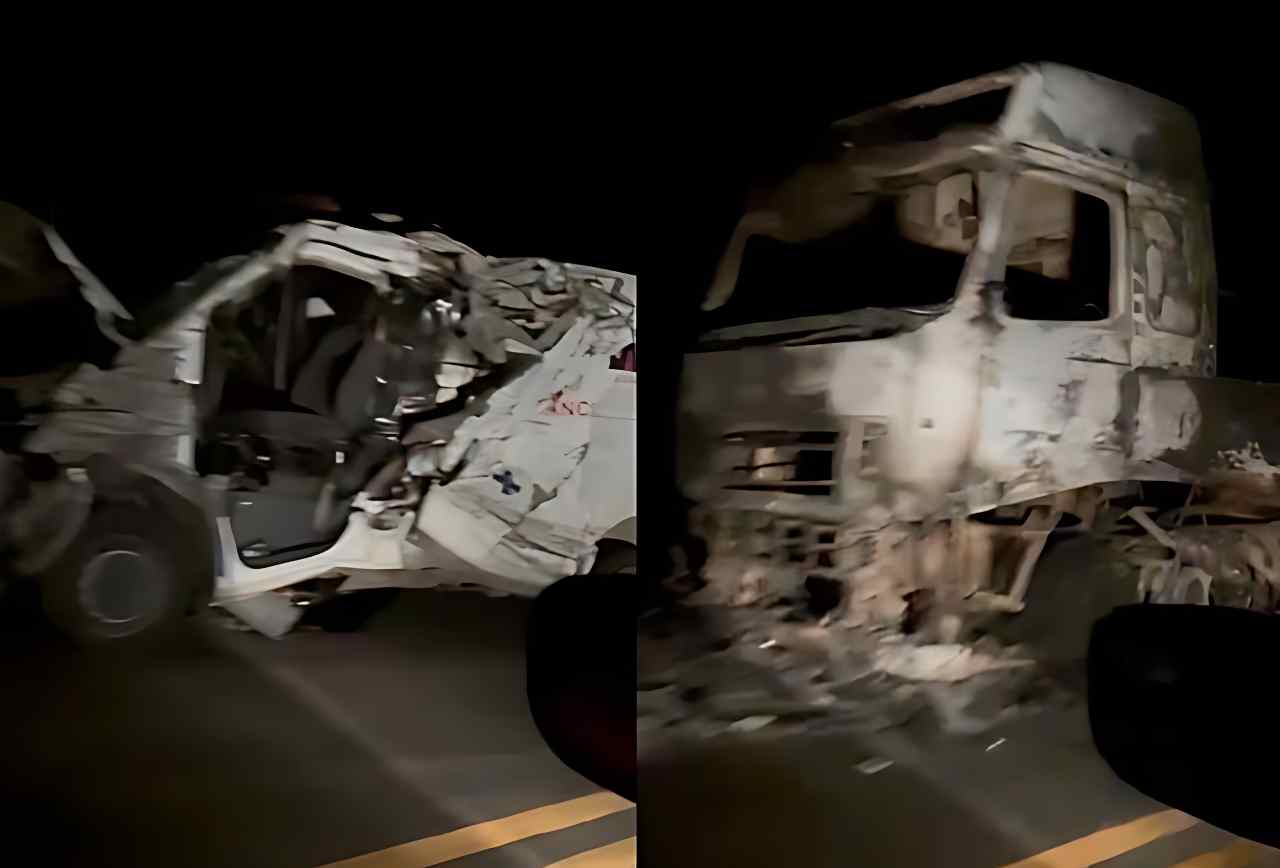 Ambulância de Guanambi bate em carreta em chamas na BA-026 deixa mãe e criança portadora de necessidades especiais feridas