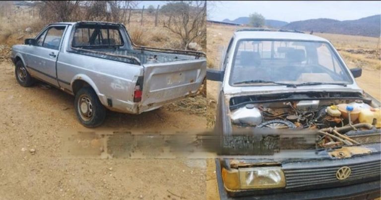 Carro furtado é encontrado depenado em fazenda na zona rural de Candiba