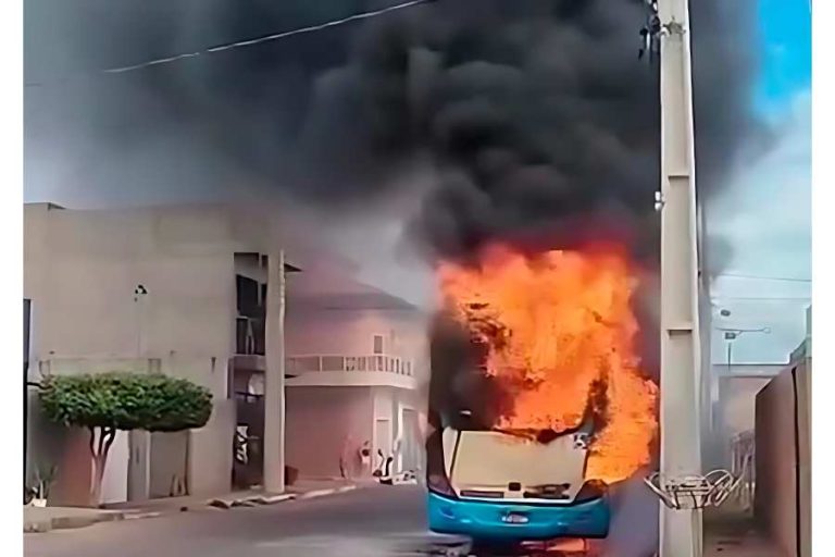 Explosão assusta moradores após ônibus pegar fogo em avenida de Ibotirama