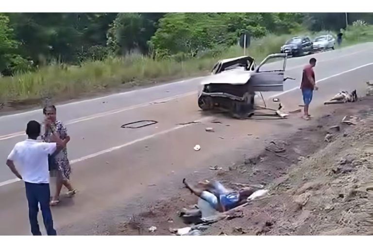 Tragédia na BR-101: colisão destrói carro e mobiliza equipes de socorro