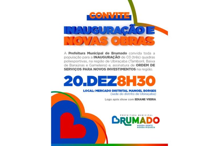 Prefeito Fabrício Abrantes entrega três quadras e autoriza novas obras em Ubiraçaba