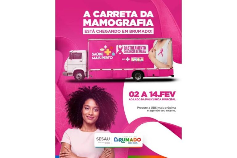 Brumado recebe Carreta da Mamografia e oferece 150 atendimentos diários a partir de 2 de fevereiro