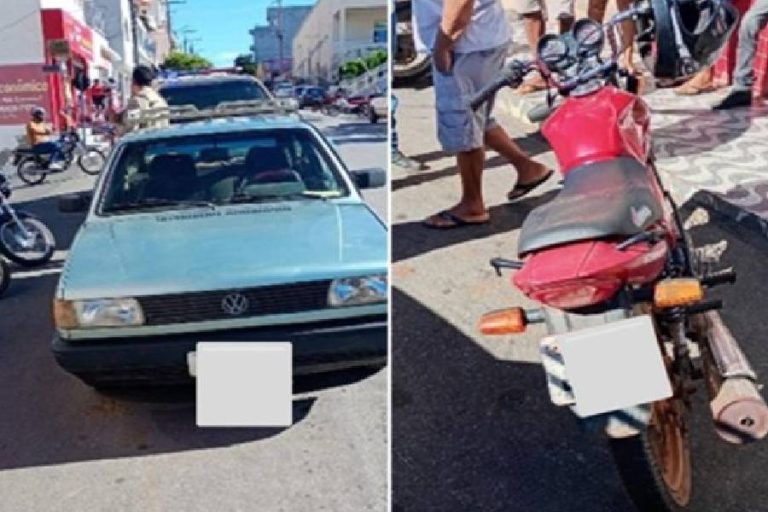 Colisão entre moto e carro causa danos materiais, mas não deixa feridos em Pindaí