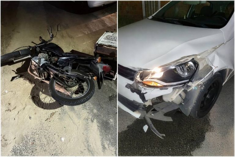 Motociclista fica ferido em violenta colisão com carro no Bairro Paraíso, em Guanambi