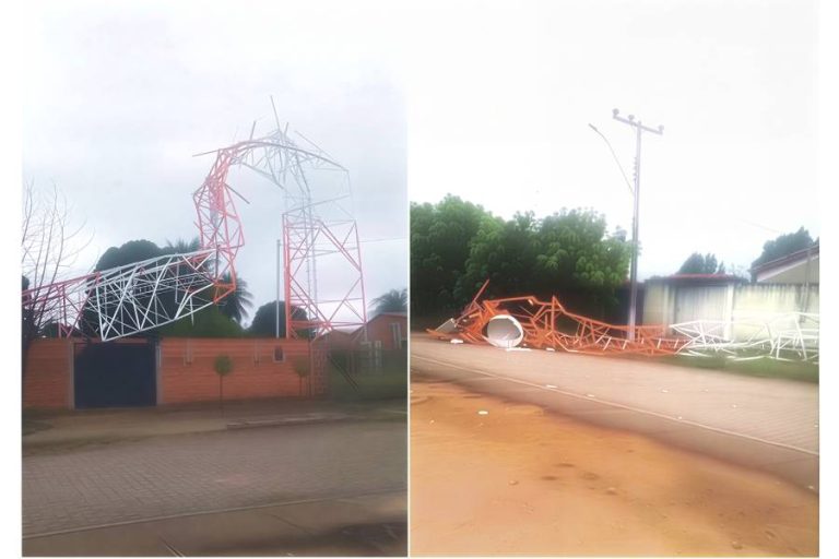 Torre de telefonia desaba em Sebastião Laranjeiras e levanta suspeita de falha na manutenção