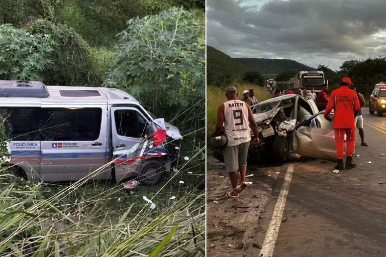 Batida entre van de pacientes e carro deixa 16 feridos na BR-242 em Itaberaba