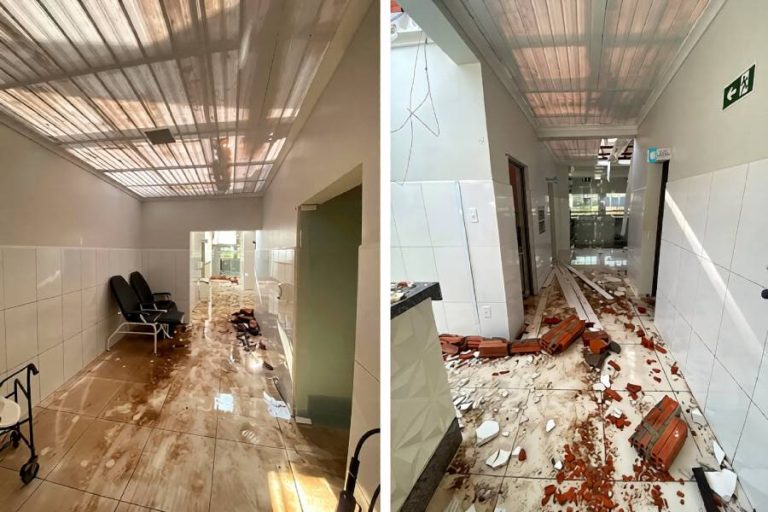 Temporal com granizo danifica teto da Casa de Saúde de Jussiape