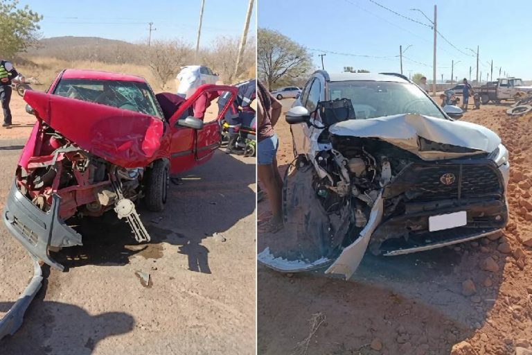 Três pessoas ficam feridas após colisão entre Corolla Cross e Gol na BR-030