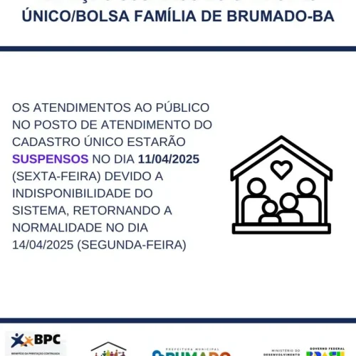 Atendimento do Cadastro Único será suspenso temporariamente nesta sexta-feira (11) em Brumado