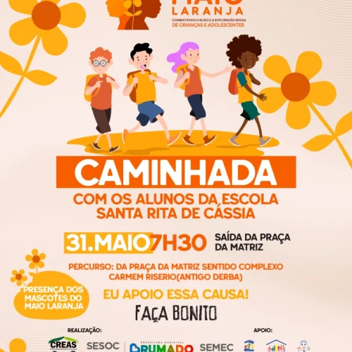 Caminhada do Maio Laranja será realizada neste sábado (31), em combate o abuso e a exploração sexual de crianças e adolescentes