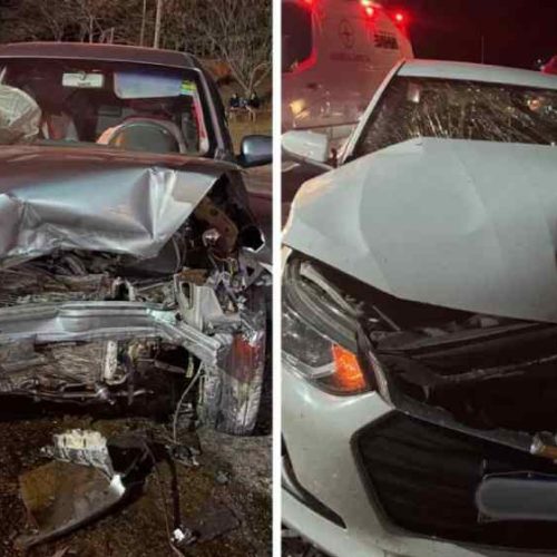 Colisão frontal entre dois carros deixa três feridos na BA-262, trecho Conquista e Anagé