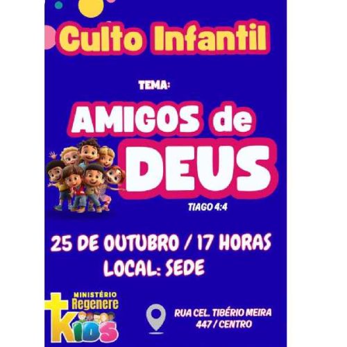 Culto Infantil em Brumado promete emoção e fé com o tema “Amigos de Deus”