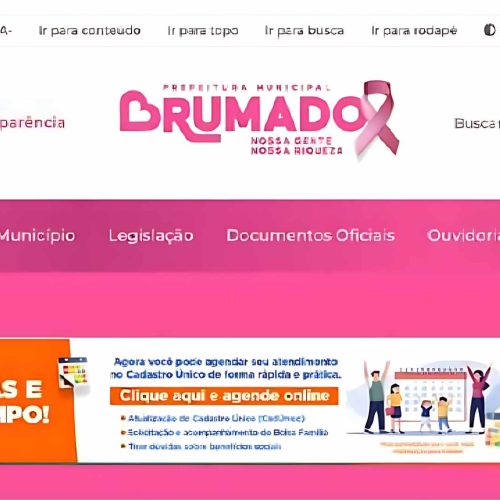 Prefeitura de Brumado transforma site em rosa e reforça alertar sobre câncer de mama e colo do útero