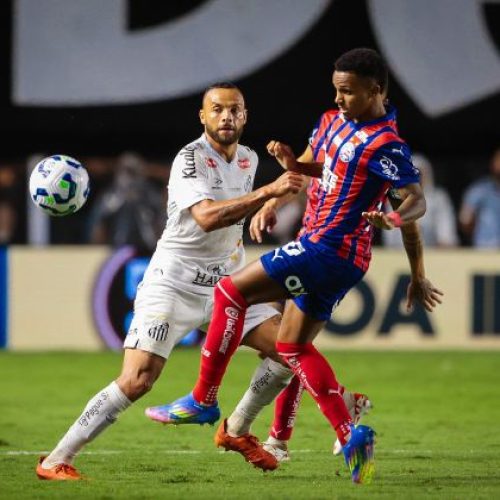 Bahia sai na frente, sofre virada, mas arranca empate com o Santos na Vila Belmiro